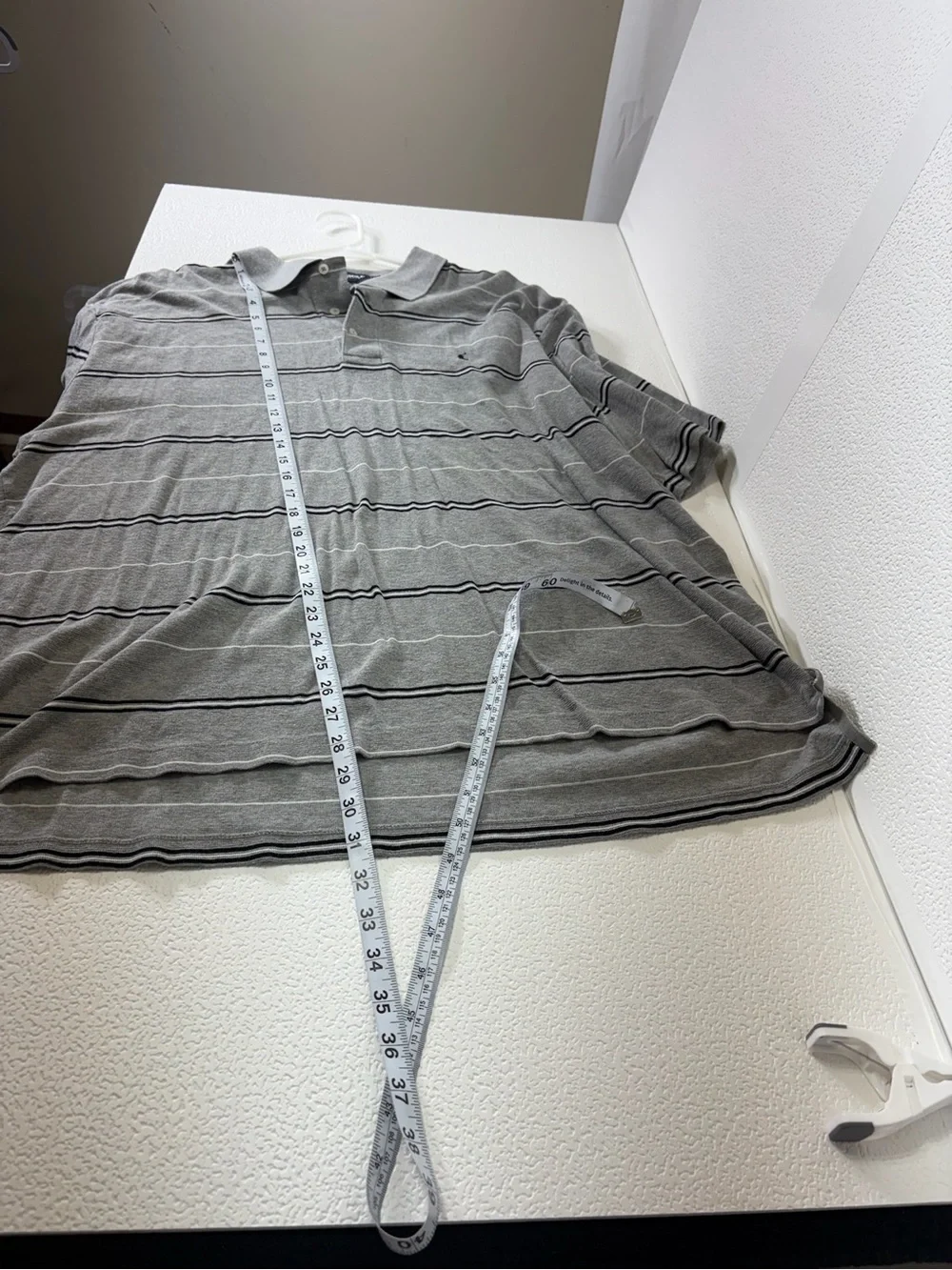 Ralph Lauren Gray Polo with Black & White Stripes 1762